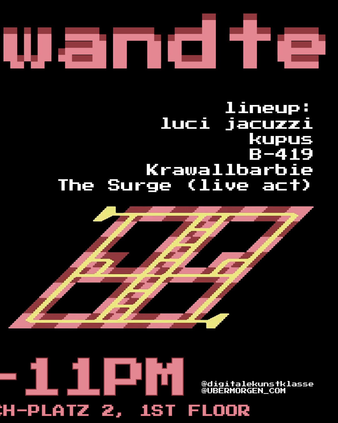 Clubgewandte poster: music lineup, 5pm–11pm at Georg-Coch-Platz 2